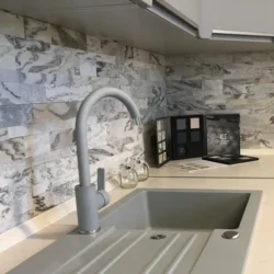 3D peel and stick stone wall panels for kitchen backsplash installation by Indian Natural Stones