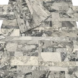 3D peel and stick stone panels by Indian Natural Stones in Corsair Black finish, featuring a bold black and white natural stone pattern for modern and easy wall cladding.