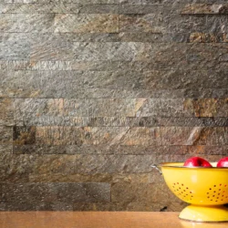 3D peel and stick stone wall panels in kitchen counter by Indian Natural Stones