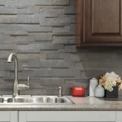 3D peel and stick stone wall panels for kitchen backsplash installation by Indian Natural Stones
