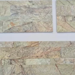 Natural Rainforest Green 3D peel and stick stone panels arranged for wall installation by Indian Natural Stones