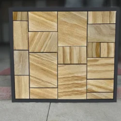 Teakwood finish 3D peel and stick stone wall panels by Indian Natural Stones