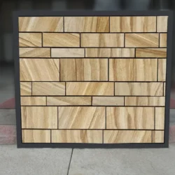 Teakwood finish 3D peel and stick stone wall panels by Indian Natural Stones