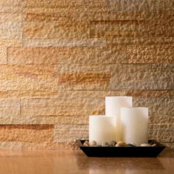 Teakwood finish 3D peel and stick stone wall panels by Indian Natural Stones
