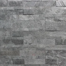 3D peel and stick stone panels by Indian Natural Stones in Silver Grey finish, showcasing a warm natural stone texture.